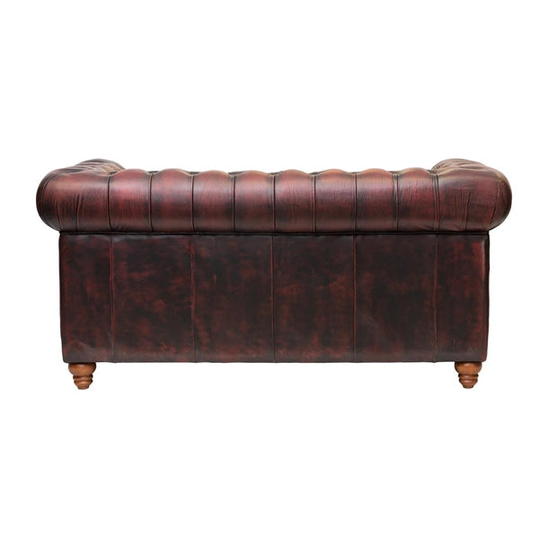Chesterfield Leather Two-Seater Sofa Antique Red ft438