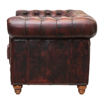 Chesterfield Leather Two-Seater Sofa Antique Red ft438