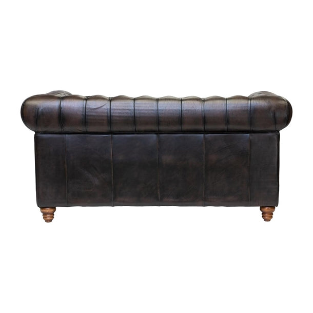 Chesterfield Leather Two-Seater Sofa Antique Brown ft439