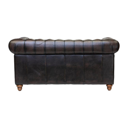 Chesterfield Leather Two-Seater Sofa Antique Brown ft439