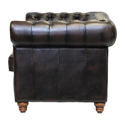 Chesterfield Leather Two-Seater Sofa Antique Brown ft439