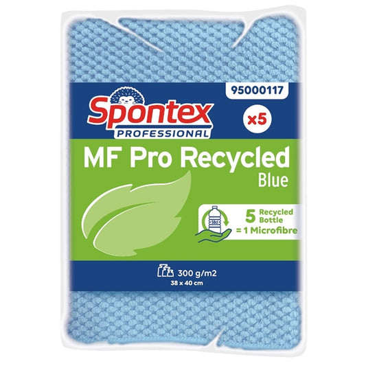 Spontex MF Pro Recycled Microfibre Cloth Blue (5 Pack) ft632