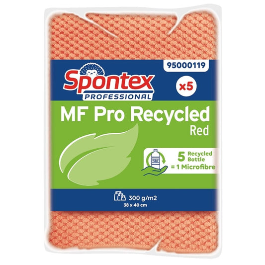 Spontex MF Pro Recycled Microfibre Cloth Red (5 Pack) ft634