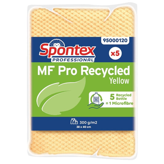 Spontex MF Pro Recycled Microfibre Cloth Yellow (5 Pack) ft635