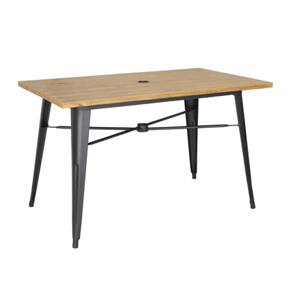 Bolero Complete Outdoor Aluminium Table Light Wood Effect Finish 1200x760mm ft954