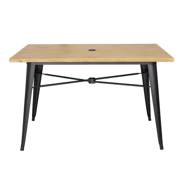Bolero Complete Outdoor Aluminium Table Light Wood Effect Finish 1200x760mm ft954