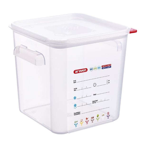 Araven Squared Transparent Polypropylene Container with Lid 8Ltr fu103