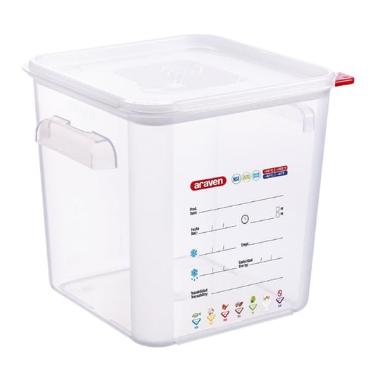Araven Squared Transparent Polypropylene Container with Lid 8Ltr fu103