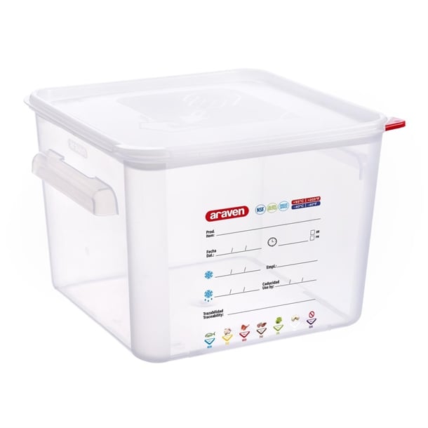 Araven Squared Transparent Polypropylene Container with Lid 12Ltr fu104