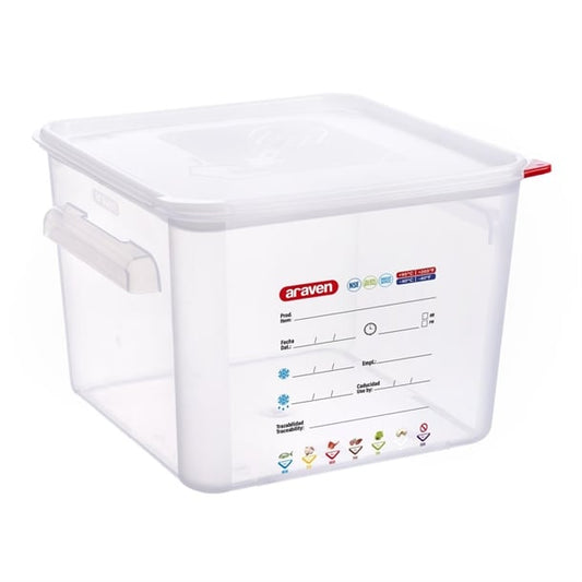 Araven Squared Transparent Polypropylene Container with Lid 12Ltr fu104
