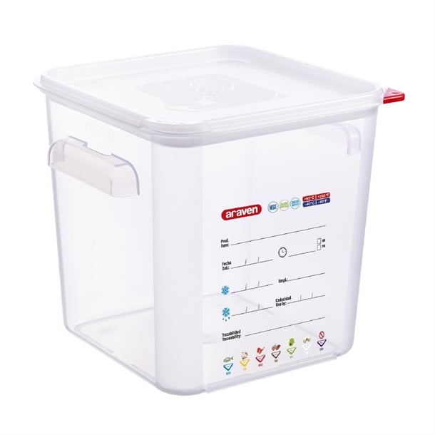 Araven Squared Transparent Polypropylene Container with Lid 18Ltr fu105