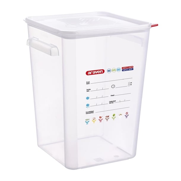 Araven Squared Transparent Polypropylene Container with Lid 22Ltr fu106