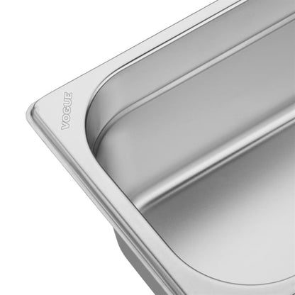 Vogue Stainless Steel Gastronorm 2/4 Tray 100mm fu263