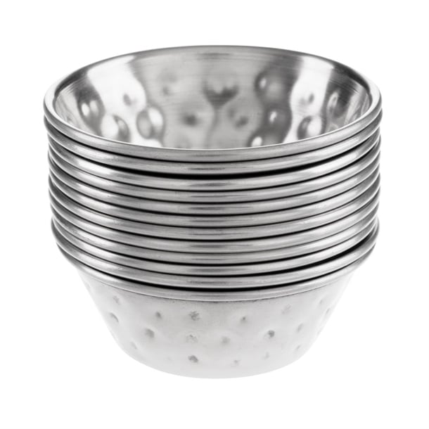 Olympia Hammered Stainless Steel Sauce Cups 45ml (12 Pack) fu288