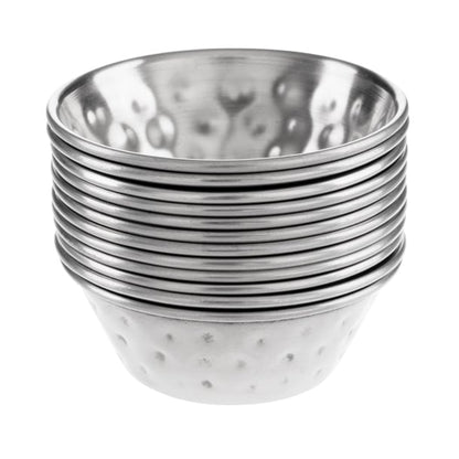 Olympia Hammered Stainless Steel Sauce Cups 45ml (12 Pack) fu288