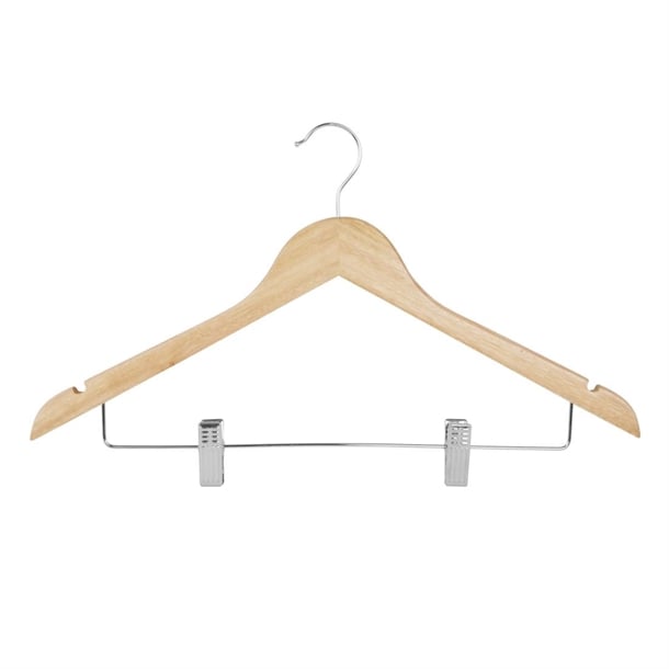 Bolero Wooden Hanger with Anti-Slip Clips (10 Pack) fu396