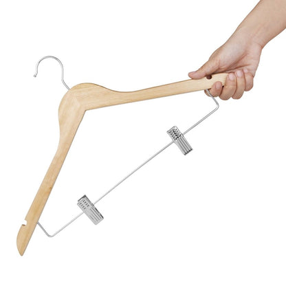 Bolero Wooden Hanger with Anti-Slip Clips (10 Pack) fu396