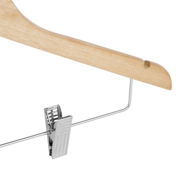 Bolero Wooden Hanger with Anti-Slip Clips (10 Pack) fu396