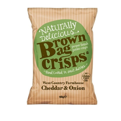 Brown Bag Crisps Cheddar and Onion 40g (20 Pack) fu432