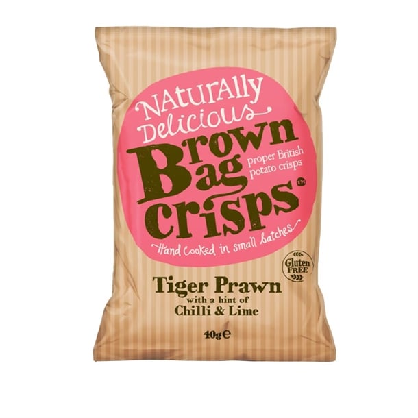 Brown Bag Crisps Tiger Prawn Chilli and Lime 40g (20 Pack) fu434