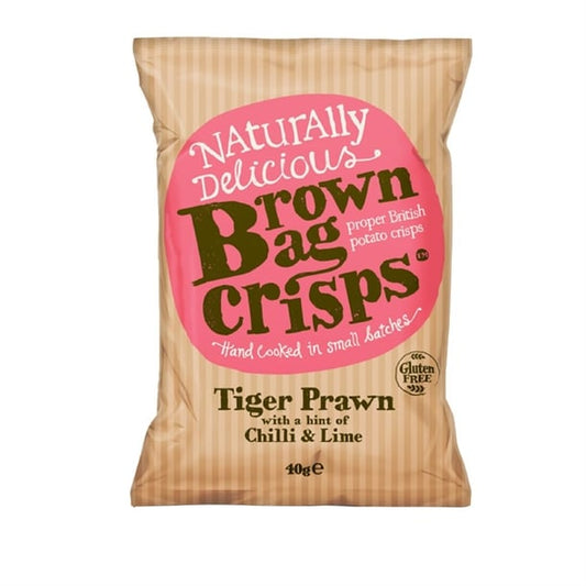 Brown Bag Crisps Tiger Prawn Chilli and Lime 40g (20 Pack) fu434