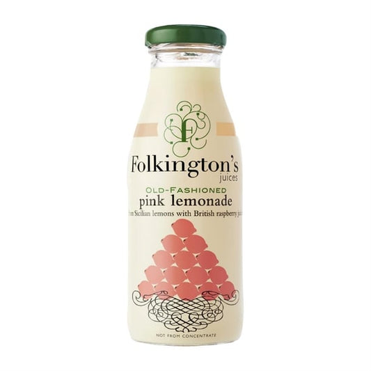 Folkington's Juices Pink Lemonade Glass Bottle 250ml (12 Pack) fu464