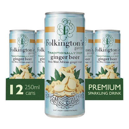 Folkington's Sparkling Drinks Ginger Beer Can 250ml (12 Pack) fu467