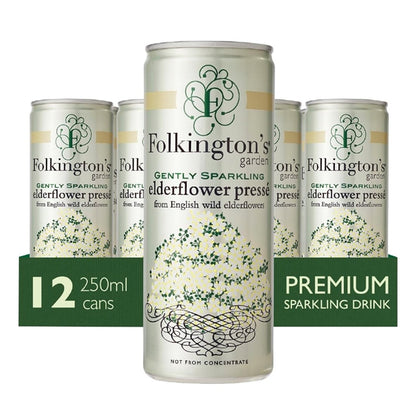 Folkington's Sparkling Drinks Elderflower Can 250ml (12 Pack) fu468