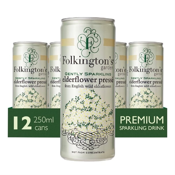 Folkington's Sparkling Drinks Elderflower Can 250ml (12 Pack) fu468
