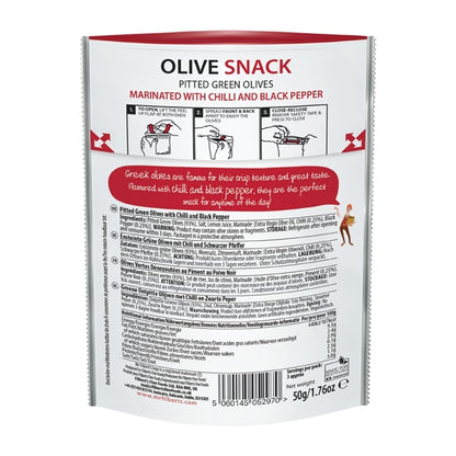Mr Filbert's Green Olives Chilli & Black Pepper 50g (12 Pack) fu482
