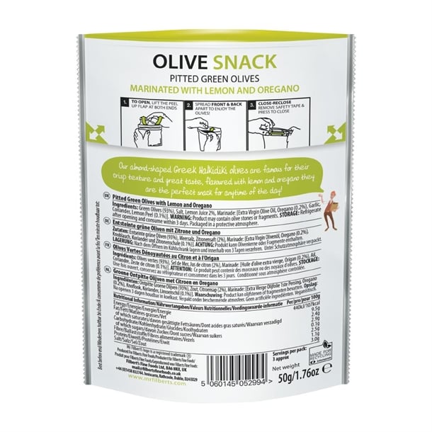 Mr Filbert's Green Olives Lemon & Oregano 50g (12 Pack) fu483