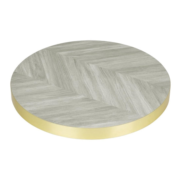Bolero Pre-Drilled Round Table Top Chevron Design 600mm fu511