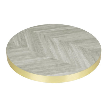 Bolero Pre-Drilled Round Table Top Chevron Design 600mm fu511