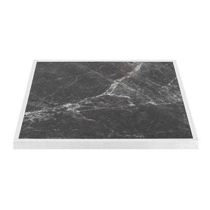 Bolero Dark Granite Effect Outdoor Tempered Glass Table Top White Trim 700mm fu516