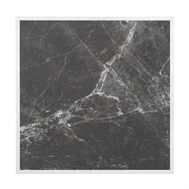Bolero Dark Granite Effect Outdoor Tempered Glass Table Top White Trim 700mm fu516