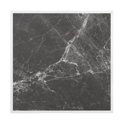 Bolero Dark Granite Effect Outdoor Tempered Glass Table Top White Trim 700mm fu516