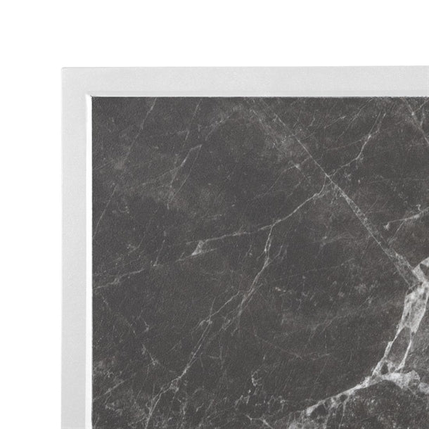 Bolero Dark Granite Effect Outdoor Tempered Glass Table Top White Trim 700mm fu516