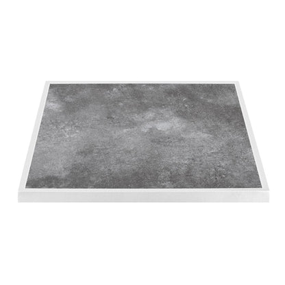 Bolero Dark Stone Effect Outdoor Tempered Glass Table Top White Trim - 700mm fu517