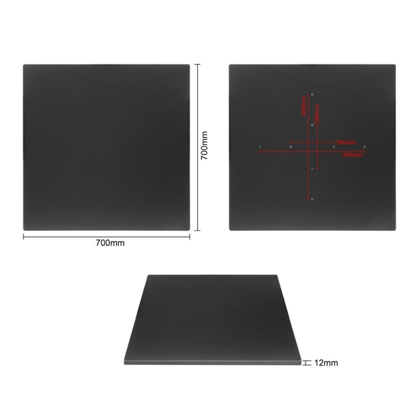 Bolero Matte Black Square Outdoor Table Top 700mm fu530