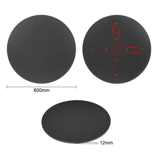 Bolero Matte Black Round Outdoor Table Top 600mm fu531