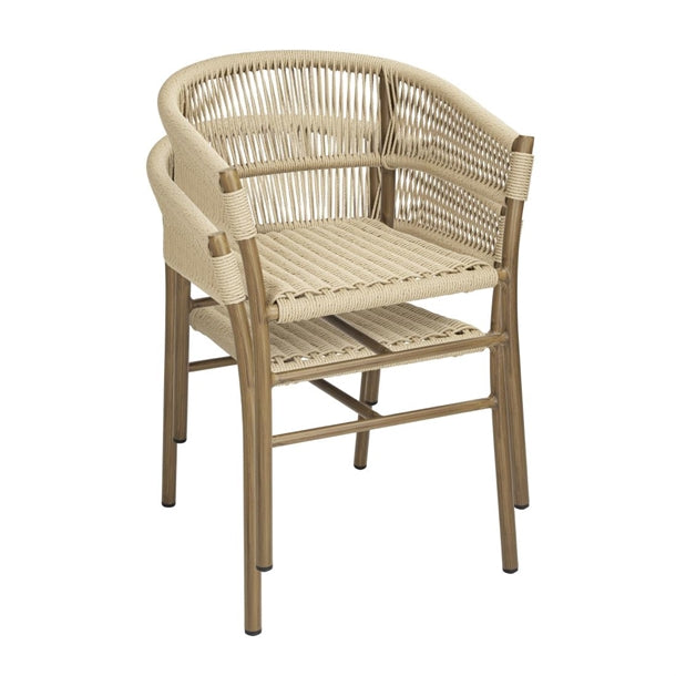 Bolero Florence Natural Rope Twist Wicker Chairs (2 Pack) fu532