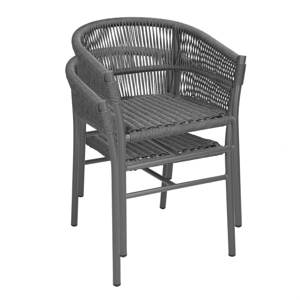 Bolero Florence Grey Mix Rope Twist Wicker Chairs (2 Pack) fu533