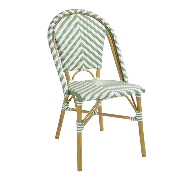 Bolero Parisian Style Rattan Side Chair Light Green (2 Pack) fu535