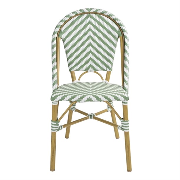 Bolero Parisian Style Rattan Side Chair Light Green (2 Pack) fu535