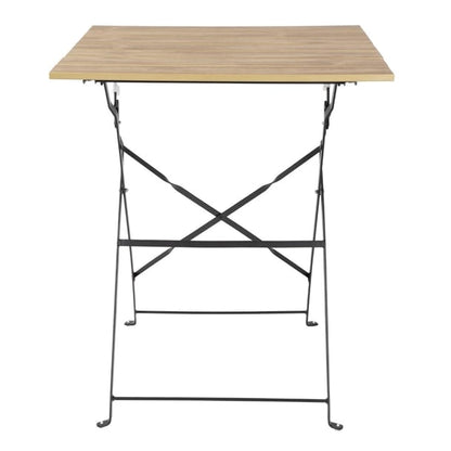 Bolero Perth Wood Effect Pavement Style Steel Table Square 600mm fu538