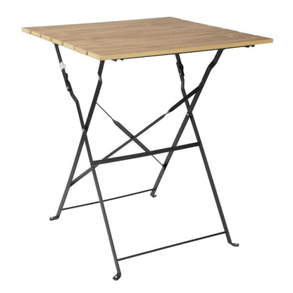Bolero Perth Wood Effect Pavement Style Steel Table Square 600mm fu538