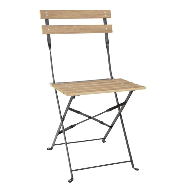 Bolero Perth Wood Effect Pavement Style Steel Folding Chairs (2 Pack) fu539