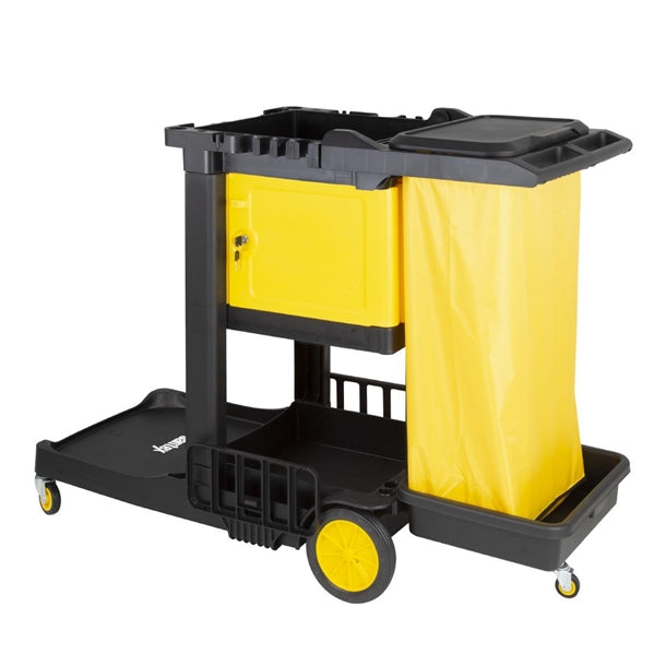 Jantex Cleaning Trolley Black with Lockable Cabinet fu998