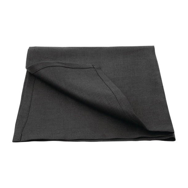 Olympia Linen Table Napkin Black 400x400mm (12 Pack) fw697
