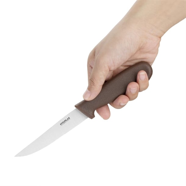 Hygiplas Vegetable Knife Serrated Brown 10.5cm fx125